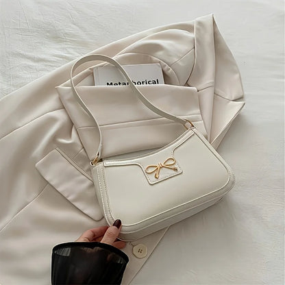 Tas Dames - Stijlvolle Baguette Tas met Gouden Strikornament | Chique