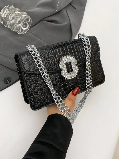 Tas Dames - Crossbody met Ketting en Strass Gesp | Feestelijk