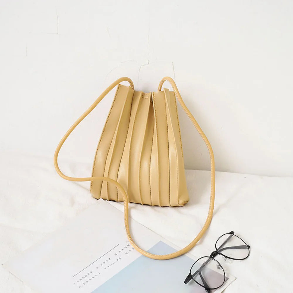 Tas Dames - Geplooide Bucket Bag met Trekkoord en Riem | Casual