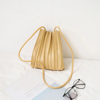 Tas Dames - Geplooide Bucket Bag met Trekkoord en Riem | Casual