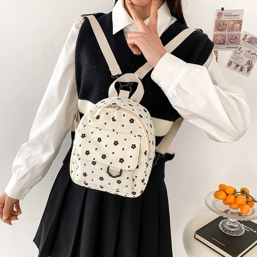 Tas Dames - Mini Rugzak met Bloemenprint en Voorvak | Casual