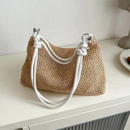 Tas Dames - Gevlochten Schoudertas met Knoopdetail | Zomer
