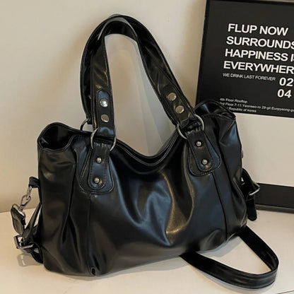 Tas Dames - Grote Schoudertas met Studs en Brede Band | Casual