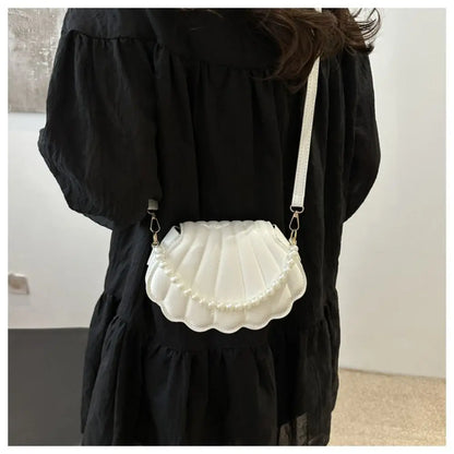 Tas Dames - Schelp Crossbody met Parelrand en Schouderriem | Chique