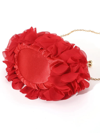 Tas Dames - Clutch met 3D Bloemendetail en Gouden Hengsel