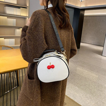 Crossbody Tas Dames - Ronde Mini Tas met Kers Detail | Casual