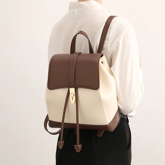 Rugzak Dames - Compacte Tas met Flapsluit en Contrast Detail | Casual
