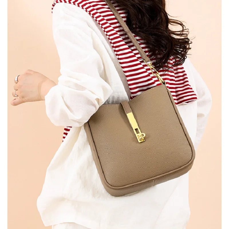 Crossbody Tas Dames - Strakke Tas met Gouden Draaislot | Chique