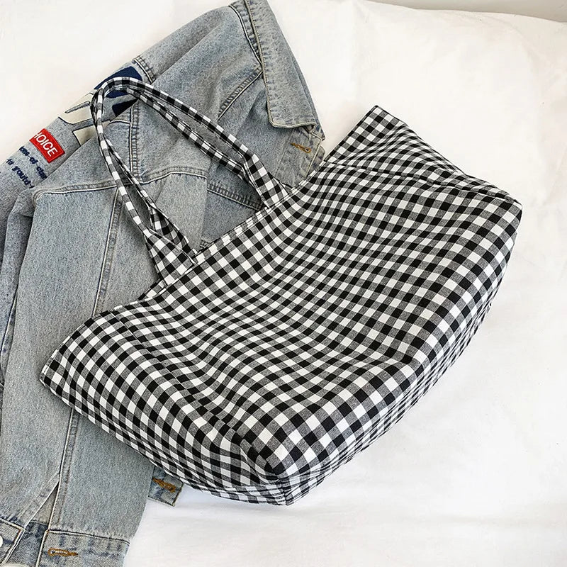 Shopper Dames - Grote Tote Bag met Ruitjesprint | Casual