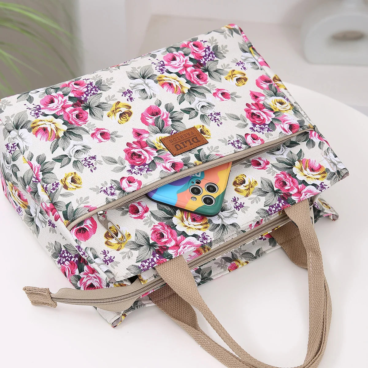 Tas Dames - Ruime Draagtas met Bloemenprint | Vrolijk Casual