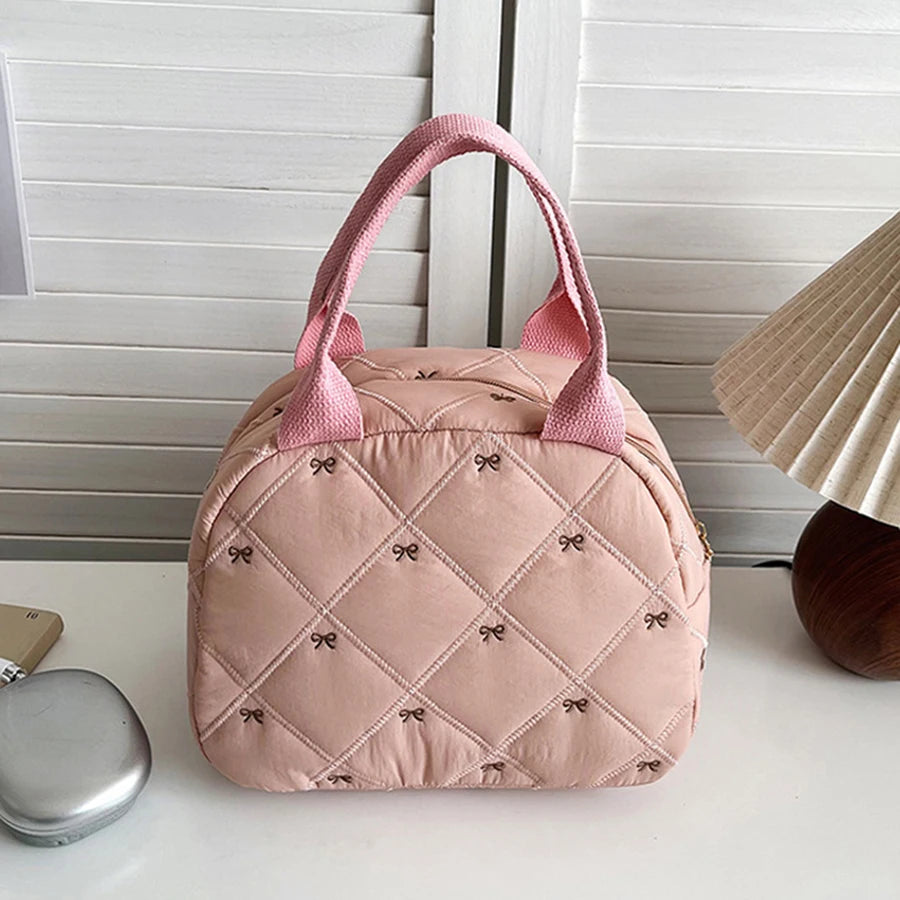 Handtas Dames - Gewatteerde Tas met Strikjesprint en Handvat | Casual