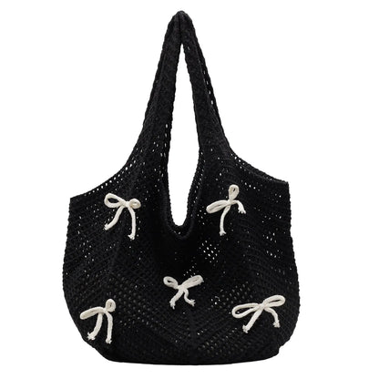 Tas Dames - Gehaakt Hobo Model met Strikjes en Open Werk | Zomer