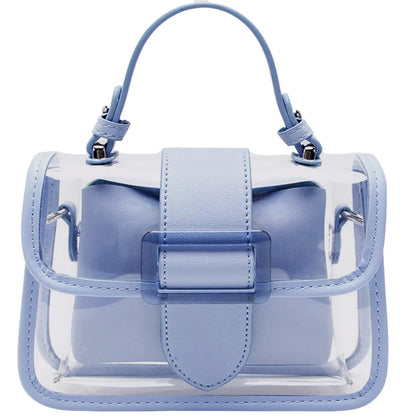 Tas Dames - Transparante Mini Handtas met Klep en Gesp | Trendy