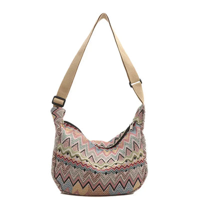 Schoudertas Dames - Grote Boho Tas met Zigzagpatroon | Casual