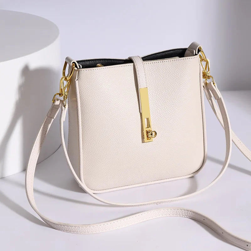 Crossbody Tas Dames - Strakke Tas met Gouden Draaislot | Chique
