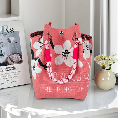 Tas Dames - Gevlochten Zomershopper met Bloemenprint | Zomer