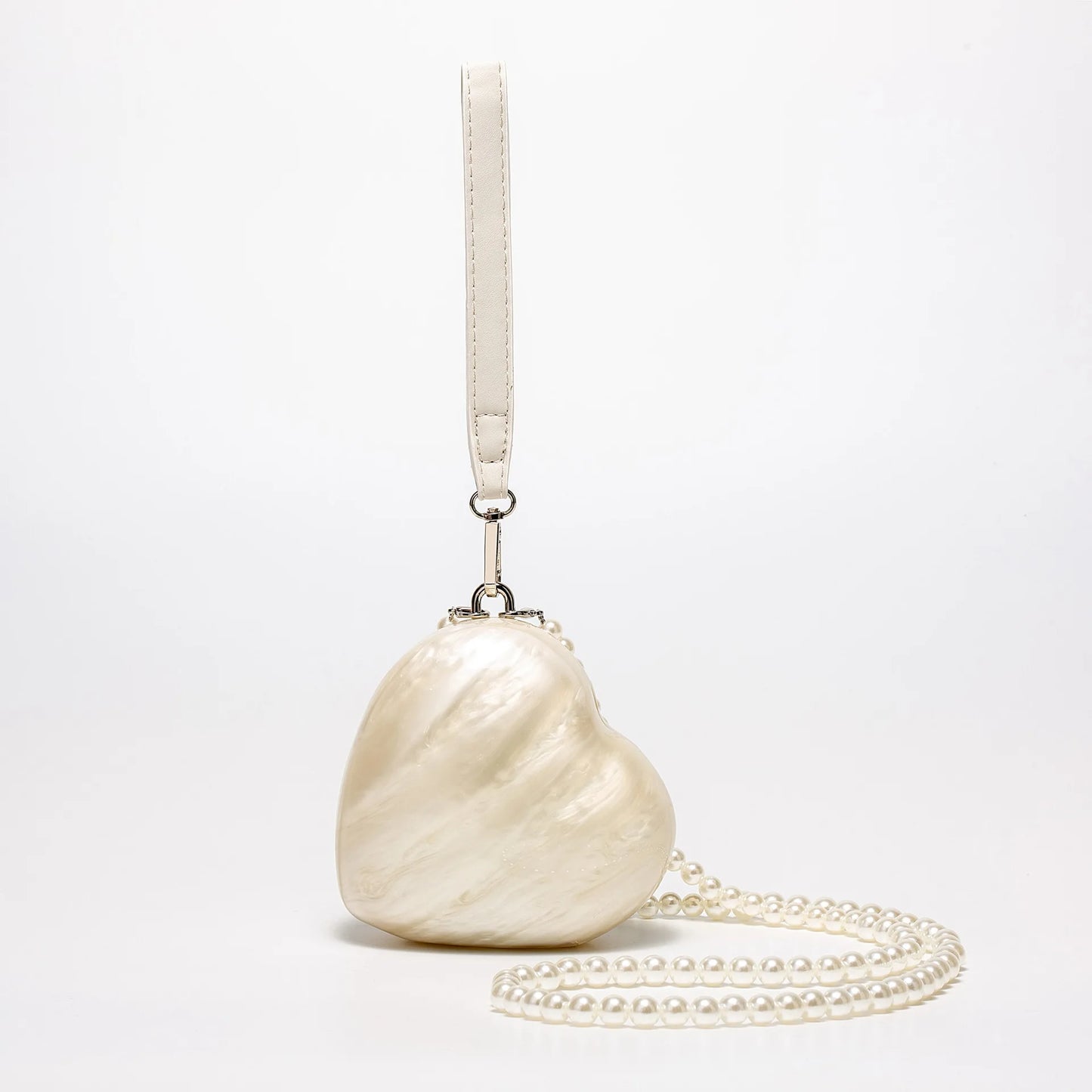 Tas Dames - Parelmoer Ei Clutch met Parelketting en Pols | Gala