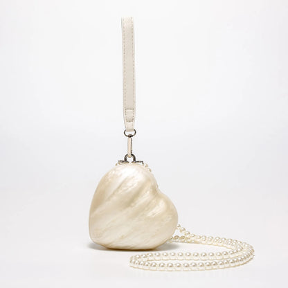 Tas Dames - Parelmoer Ei Clutch met Parelketting en Pols | Gala