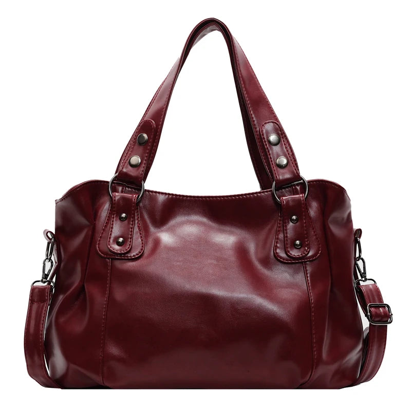 Tas Dames - Grote Schoudertas met Studs en Brede Band | Casual