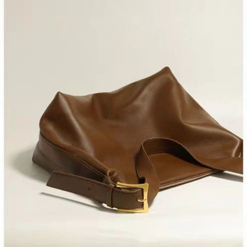 Tas Dames - Ruime Hobo Schoudertas met Gouden Gesp | Minimalistisch