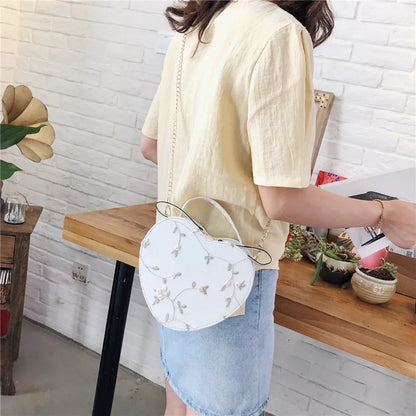 Tas Dames - Ronde Crossbody met Bloemen Borduursel | Zomer