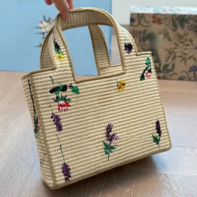 Shopper Dames - Gevlochten Zomertas met Bloemenprint | Casual