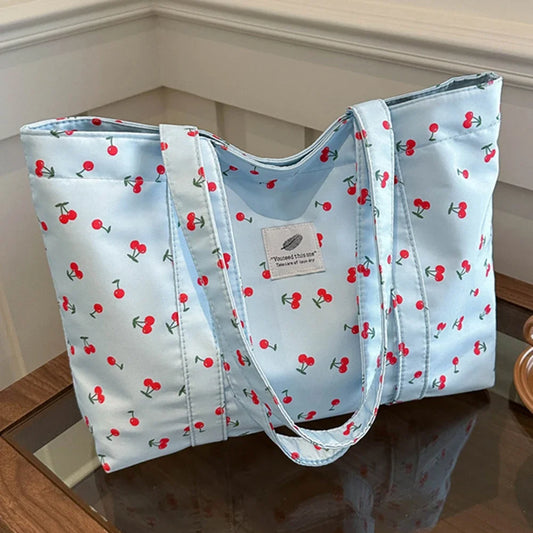 Shopper Dames - Grote Tote Bag met Kersjesprint | Casual