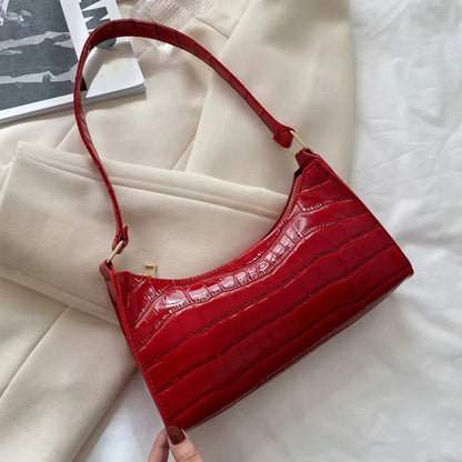 Schoudertas Dames - Halfmaan Tas met Krokodilprint en Rits | Chique