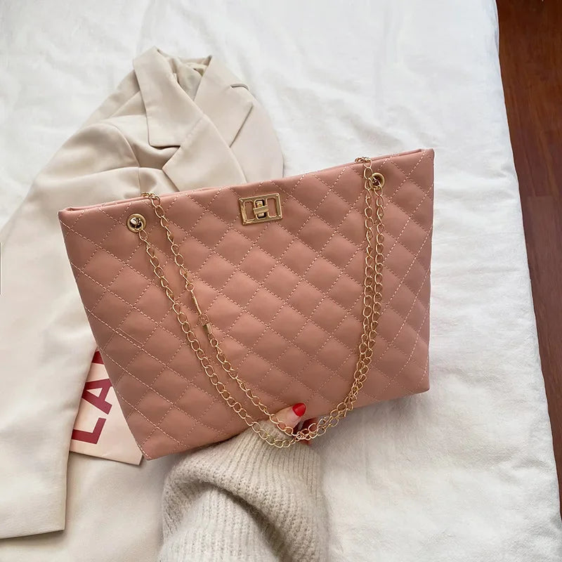 Shopper Dames - Grote Gewatteerde Tas met Gouden Ketting | Chique
