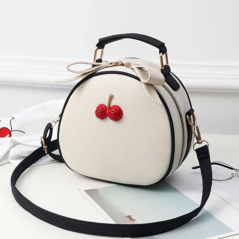 Crossbody Tas Dames - Ronde Mini Tas met Kers Detail | Casual