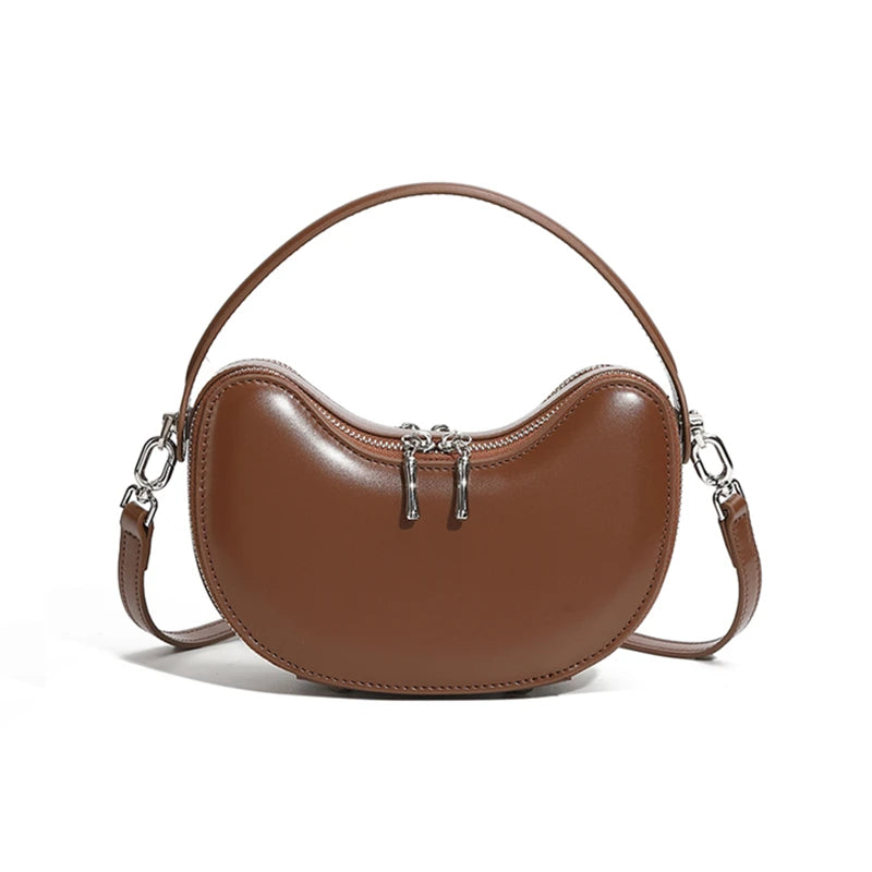 Tas Dames - Halfmaan Crossbody met Dubbele Rits en Ring | Klassiek