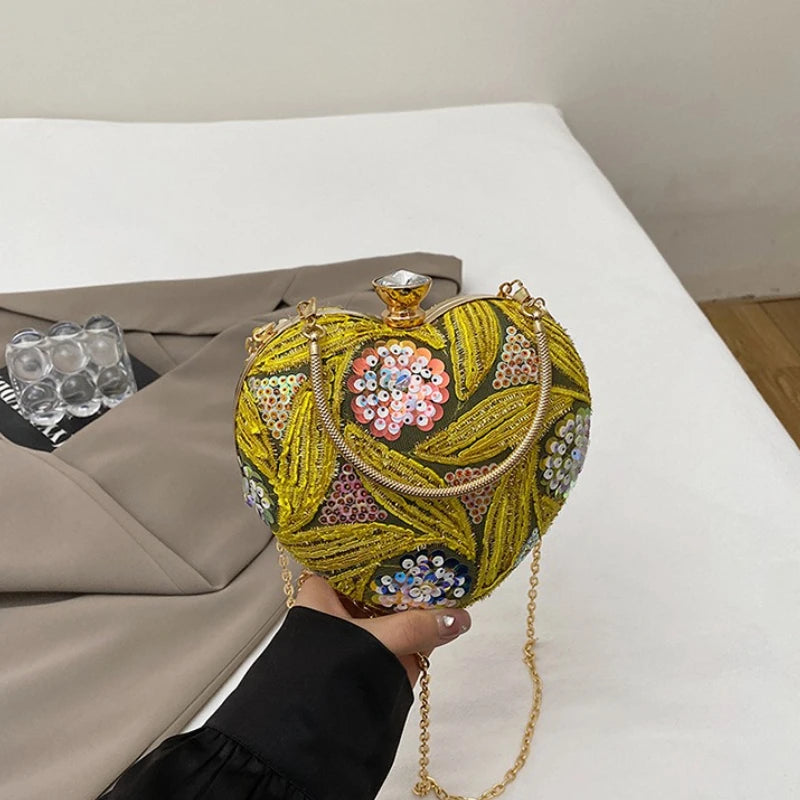 Handtas Dames - Hartvormige Avondtas met Pailletten | Glamour