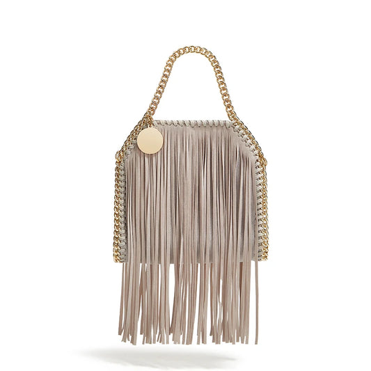 Tas Dames - Mini Handtas met Franjes en Gouden Ketting | Boho