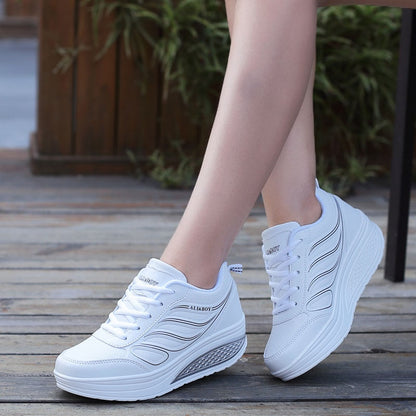 Sneakers Dames - Platform Sneaker met Veters en Dikke Zool | Zomer