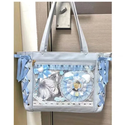 Tas Dames - Kawaii Shopper met Strikjes, Kant en Anime Print | Casual