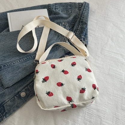 Schoudertas Dames - Compacte Tas met Aardbeienprint | Casual