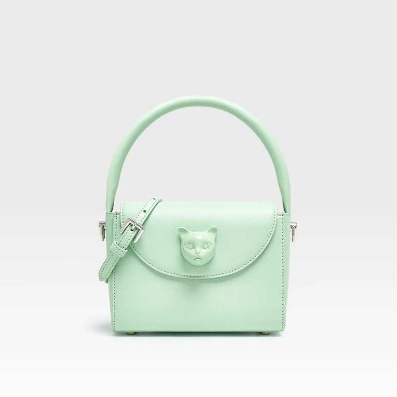 Tas Dames - Mini Handtas met Kattenornament en Flapdetail | Speels