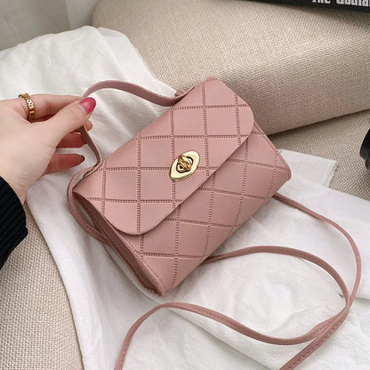 Tas Dames - Handtas met Ruitpatroon en Gouden Draaislot | Chique