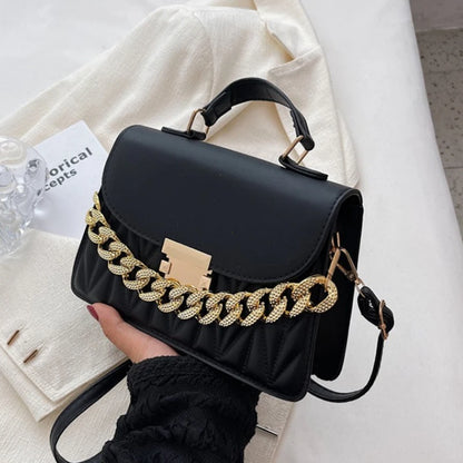 Tas Dames - Handtas met Dikke Gouden Ketting en Klep | Chique