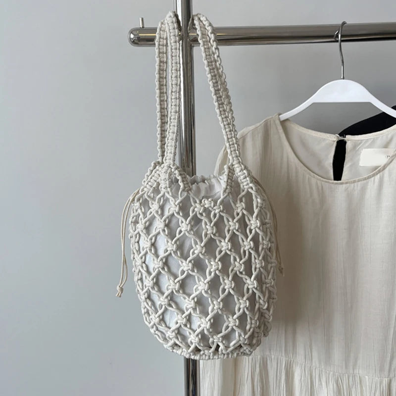 Tas Dames - Gehaakte Nettas met Binnentas en Trekkoord | Boho