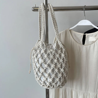 Tas Dames - Gehaakte Nettas met Binnentas en Trekkoord | Boho