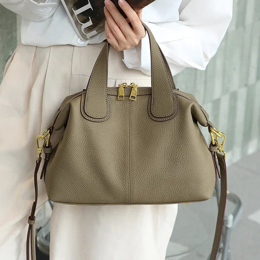 Tas Dames - Gestructureerde Handtas met Dubbele Rits | Elegant
