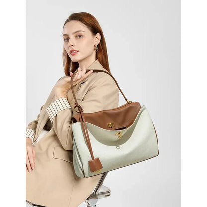 Tas Dames - Grote Shopper met Draaisluiting en Gouden Details | Chique
