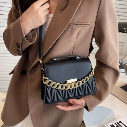 Tas Dames - Handtas met Dikke Gouden Ketting en Klep | Chique
