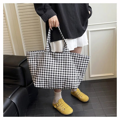 Shopper Dames - Grote Tote Bag met Ruitjesprint | Casual