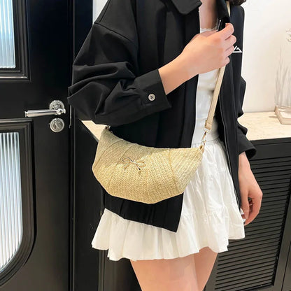 Tas Dames - Gevlochten Schoudertasje met Strikdetail | Casual