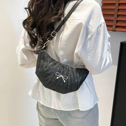 Tas Dames - Gevlochten Schoudertasje met Strikdetail | Casual