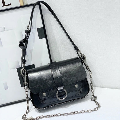 Tas Dames - Flap Tas met Gouden Ring en Ketting | Klassiek