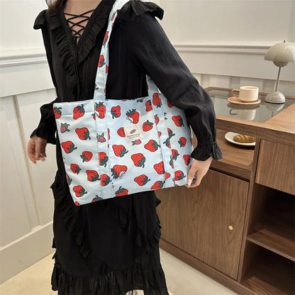 Shopper Dames - Grote Tote Bag met Kersjesprint | Casual