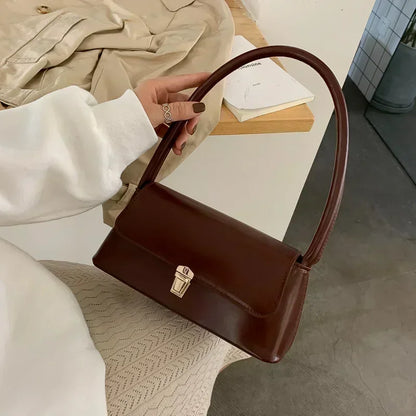Tas Dames - Stijlvolle Baguette Tas met Gouden Sluiting | Klassiek